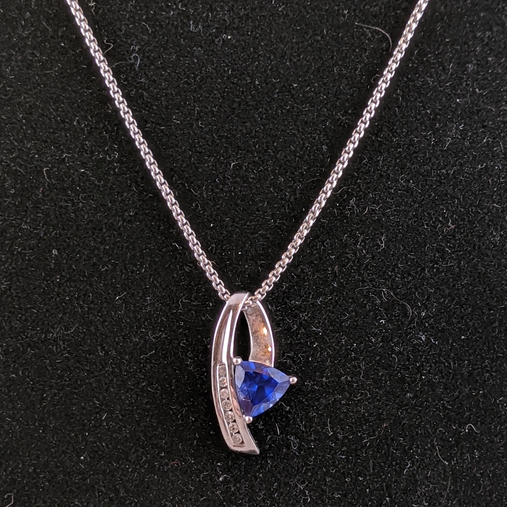 VAHAN 10K White Gold, Sapphire & Diamonds Pendant